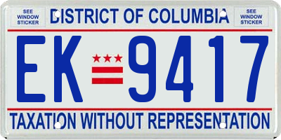 DC license plate EK9417