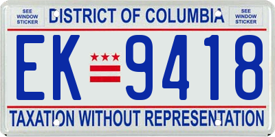 DC license plate EK9418