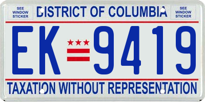DC license plate EK9419