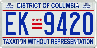 DC license plate EK9420