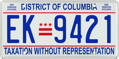 DC license plate EK9421