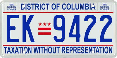 DC license plate EK9422