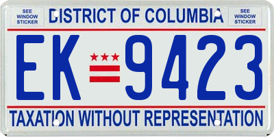 DC license plate EK9423