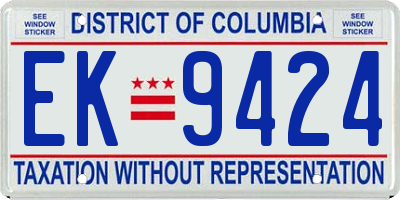 DC license plate EK9424