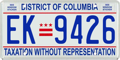 DC license plate EK9426