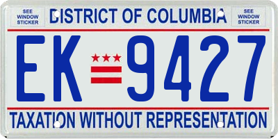 DC license plate EK9427