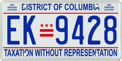 DC license plate EK9428