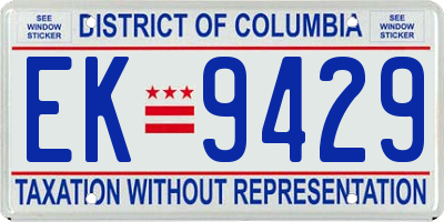 DC license plate EK9429