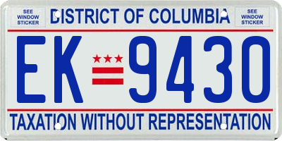 DC license plate EK9430