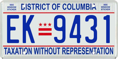 DC license plate EK9431