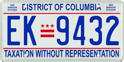 DC license plate EK9432