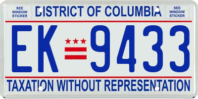 DC license plate EK9433