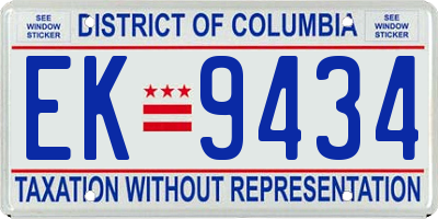 DC license plate EK9434