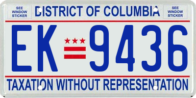 DC license plate EK9436