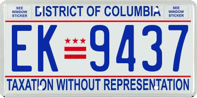 DC license plate EK9437