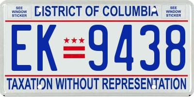 DC license plate EK9438