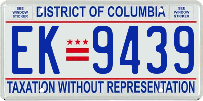 DC license plate EK9439