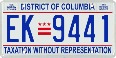 DC license plate EK9441