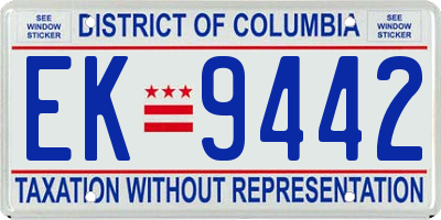 DC license plate EK9442