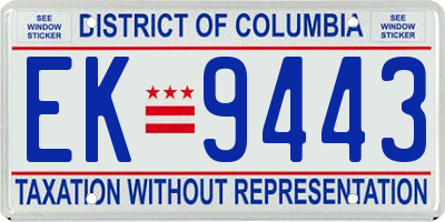 DC license plate EK9443