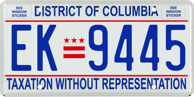 DC license plate EK9445