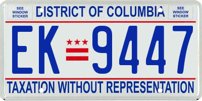 DC license plate EK9447