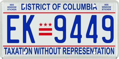 DC license plate EK9449