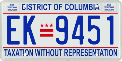 DC license plate EK9451