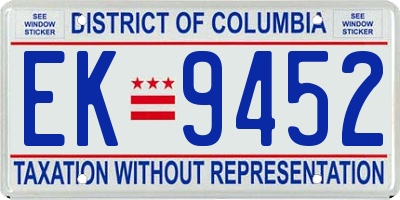 DC license plate EK9452