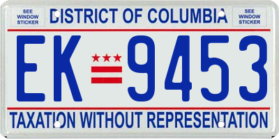 DC license plate EK9453