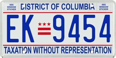 DC license plate EK9454