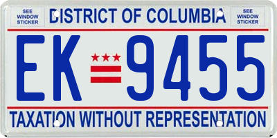 DC license plate EK9455