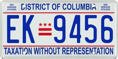 DC license plate EK9456