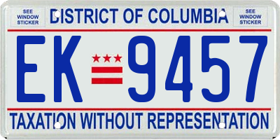 DC license plate EK9457