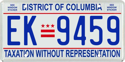 DC license plate EK9459