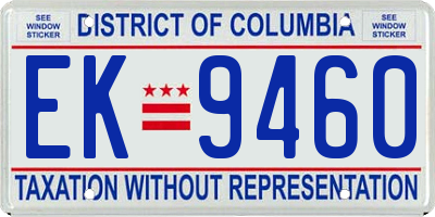 DC license plate EK9460