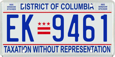 DC license plate EK9461