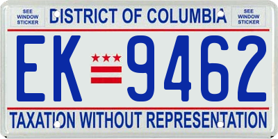 DC license plate EK9462