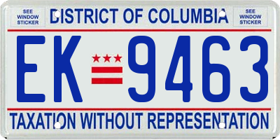 DC license plate EK9463