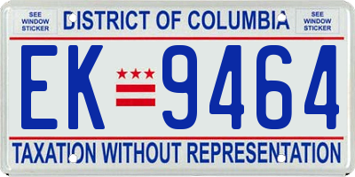 DC license plate EK9464