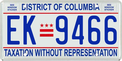 DC license plate EK9466