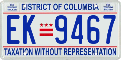 DC license plate EK9467