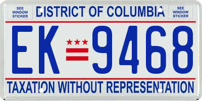 DC license plate EK9468