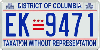 DC license plate EK9471