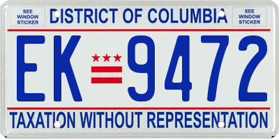 DC license plate EK9472