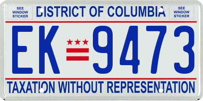 DC license plate EK9473