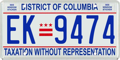 DC license plate EK9474