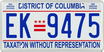 DC license plate EK9475