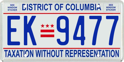 DC license plate EK9477