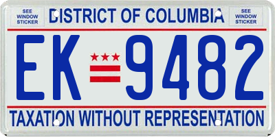 DC license plate EK9482